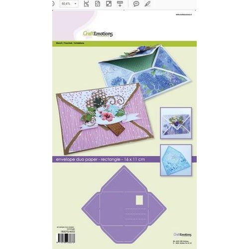 CraftEmotions stencil- envelop duo paper - rechthoek 11x16cm (185070/4502*)