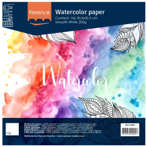 Florence • Aquarelpapier A5 smooth White 200gr 24vellen (2911-6002)