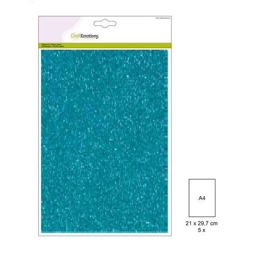 CraftEmotions glitterkarton 5 vel turquoise +/- 29x21cm 220gr