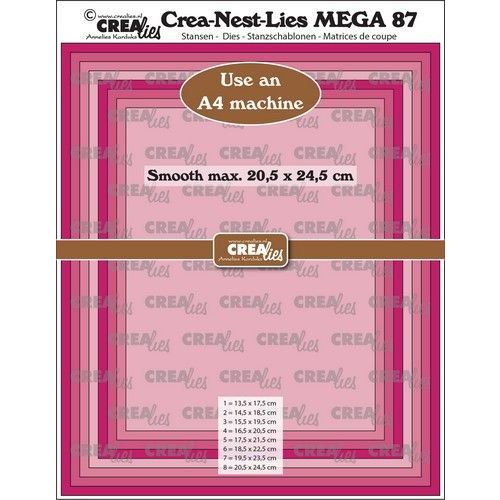 Crealies Crea-Nest-Lies Mega Rechthoek glad halve cm CLNestMega87 For A4 machine: max. 20,5 x 24,5 cm (115634/1687) *