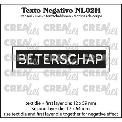 Crealies Texto Negativo Die BETERSCHAP - NL (H) NL02H max. 17x64mm (115634/7102) *