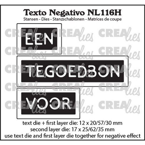 Crealies Texto Negativo EEN TEGOEDBON VOOR - NL (H) NL116H 12x20/57/30 - 17x25/62/35 mm (115634/7335) *