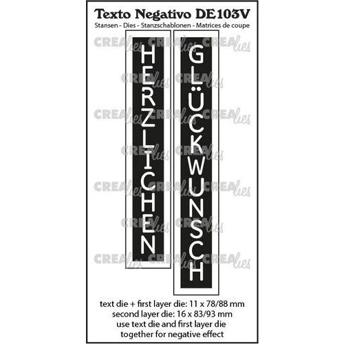 Crealies Texto Negativo HERZLICHEN GLÜCKWUNSCH DE (V) DE103V max 16x83/93mm (115634/7404) *