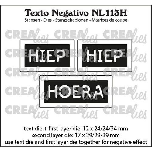 Crealies Texto Negativo HIEP HIEP HOERA (H) - (NL) NL113H max. 17 x 39 mm (115634/7213) *