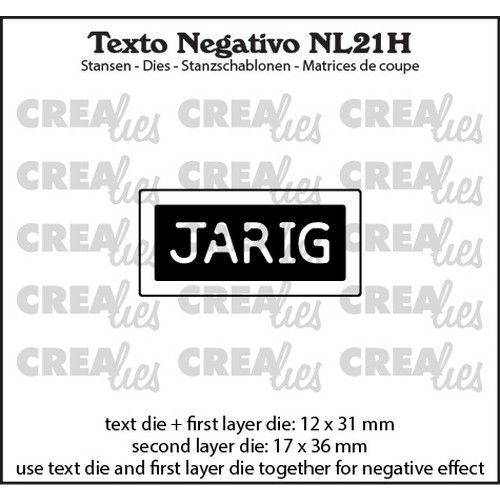 Crealies Texto Negativo JARIG (H) - (NL) NL21H 36x17mm (115634/7134) *