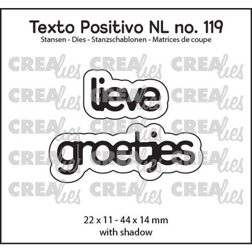 Crealies Texto Positivo lieve groetjes - NL (H) POSNL119 22x11 - 44x14mm *