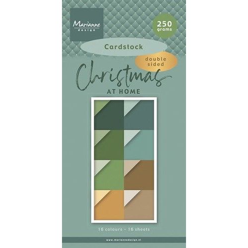 Marianne D Paperpad Chistmas at home - cardstock PK9193 15x30 cm, 16 colours, double sided, 16 sheets *