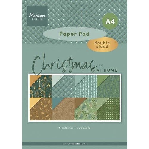 Marianne D Paperpad Christmas at home PK9192 A4, double sided, 8 patterns 16 sheets *