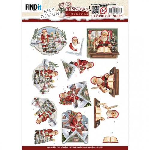 3D Push-Out - Amy Design - Snowy Christmas - Snowy Santa (SB10773)