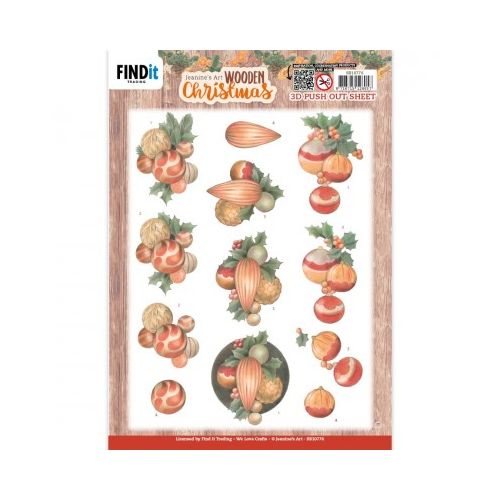 3D Push-Out - Jeanine's Art - Wooden Christmas - Orange Baubles (SB10776)