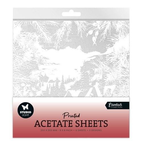 Studio Light Acetate sheet Snowy town, pine&verses Essent. nr.07 SL-ES-ACS07 203x203mm *