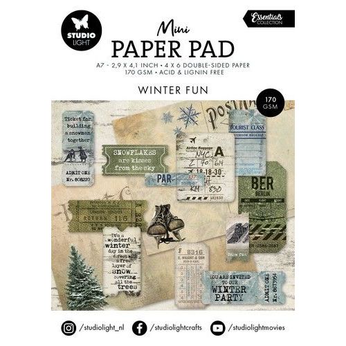 Studio Light Mini Paper Pad Winter fun Essentials nr.214 SL-ES-DPP214 74x105mm *