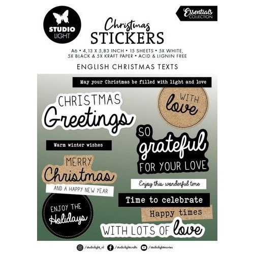 Studio Light Sticker Pad English Christmas texts Essent. nr.21 SL-ES-STIC21 105x148mm *