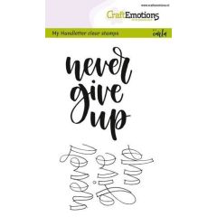 CraftEmotions clearstamps A6 - handletter -never give up (ENG) (130501/1803) (AFGEPRIJSD)