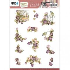 3D Push-Out - Precious Marieke - Painted Pansies - Purple