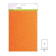 CraftEmotions glitterkarton 5 vel neon oranje +/- 29x21cm 220gr*