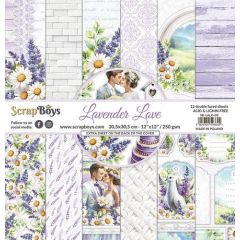 ScrapBoys Lavender Love paperset 12 vl+cut out elements-DZ SB-LALO-08 250gr 30,5cmx30,5cm *