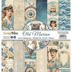 ScrapBoys Old Marina paperset 12 vl+cut out elements-DZ SB-MARI-08 30,5cmx30,5cm *